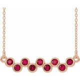 Collier avec rubis rose 14 carats de laboratoire serti clos, 40-45 cm