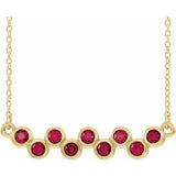 Collier avec rubis jaune 14 carats cultivé en laboratoire, serti clos, 40-45 cm