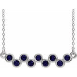 Collier avec saphir bleu naturel blanc 14 carats serti clos, 40-45 cm