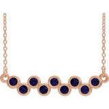 Collier avec saphir bleu de laboratoire rose 14 carats serti clos, 40-45 cm