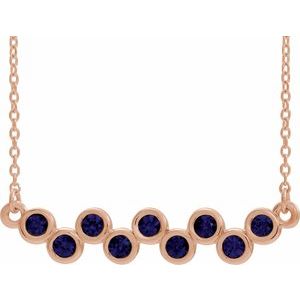 Collier avec saphir bleu de laboratoire rose 14 carats serti clos, 40-45 cm