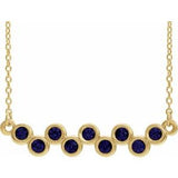 Collier avec pendentif en or jaune 14 carats serti clos d'un saphir bleu naturel et d'une barrette de 40 à 45 cm (16 à 18 pouces).