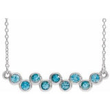 Collier avec barrette sertie de zircon bleu naturel blanc 14 carats, 40-45 cm (16-18 pouces).