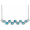Collier en platine serti clos de zircon bleu naturel et de zircon platine, 40-45 cm