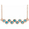 Collier en or rose 14 carats serti clos de zircon bleu naturel et de zircon rose, 40-45 cm