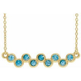 Collier avec barrette sertie de zircon bleu naturel jaune 14 carats, 40-45 cm