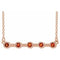 Collier en or rose 14 carats serti clos de citrine naturelle et barrette de 45,7 cm (18 pouces)