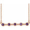 Collier de 40 cm (16 pouces) en or rose 14 carats serti clos d'améthyste naturelle.