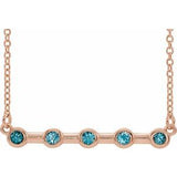Collier de 45,7 cm (18 pouces) en or rose 14 carats serti clos de zircon bleu naturel et zircon rose 14 carats