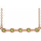 Collier avec pendentif barrette de 45,7 cm (18 pouces) en or rose 14 carats et péridot naturel serti clos.