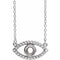 Collier en platine avec saphir blanc naturel rond de 3,5 mm serti semi-serti œil protecteur, 40 cm (16 pouces).