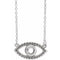 Collier œil protecteur en or 14 carats blanc avec accents blancs, 40 cm (16 pouces)