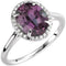 Bague en or 14 carats avec alexandrite de laboratoire blanche de 10 x 8 mm et diamants naturels (0,06 carat au total).