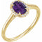 Bague en or jaune 14 carats avec améthyste naturelle de 7 x 5 mm et diamants naturels (0,03 carat au total).