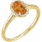 Bague en or jaune 14 carats avec citrine naturelle 7x5 mm et diamants naturels (0,03 carat au total).