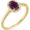 Bague en or jaune 14 carats avec grenat rhodolite naturel 7x5 mm et diamants naturels (0,03 carat au total).