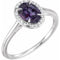 Bague en or 14 carats avec alexandrite de laboratoire blanche 8x6 mm et diamants naturels (0,04 carat au total).