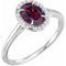 Bague en or blanc 14 carats avec grenat rhodolite naturel (8 x 6 mm) et diamants naturels (0,04 carat au total).