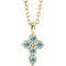 Collier croix en aigue-marine naturelle jaune 14 carats, 40-45 cm
