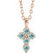 Collier croix en or rose 14 carats et aigue-marine naturelle, 40-45 cm