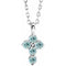 Collier croix en argent sterling et aigue-marine naturelle, 40-45 cm