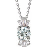 Collier en argent sterling, saphir blanc naturel et diamants naturels (0,25 carat au total), 40-45 cm