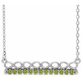 Collier barre 18 pouces en péridot naturel blanc 14 carats, inspiré de l'infini