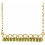 Collier barre 16 pouces en péridot naturel jaune 14 carats, inspiré de l'infini