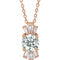 Collier en or rose 14 carats, saphir blanc naturel et diamants naturels (0,25 carat au total), 40-45 cm