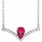Collier en argent sterling, rubis de laboratoire et diamants naturels (0,06 carat au total), 40,6 cm (16 pouces).