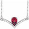 Collier en platine, grenat naturel du Mozambique et diamants naturels (0,06 carat au total), 40 cm (16 pouces).