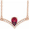 Collier de 45,7 cm (18 pouces) en or rose 14 carats, grenat naturel du Mozambique et diamants naturels (0,06 carat au total).
