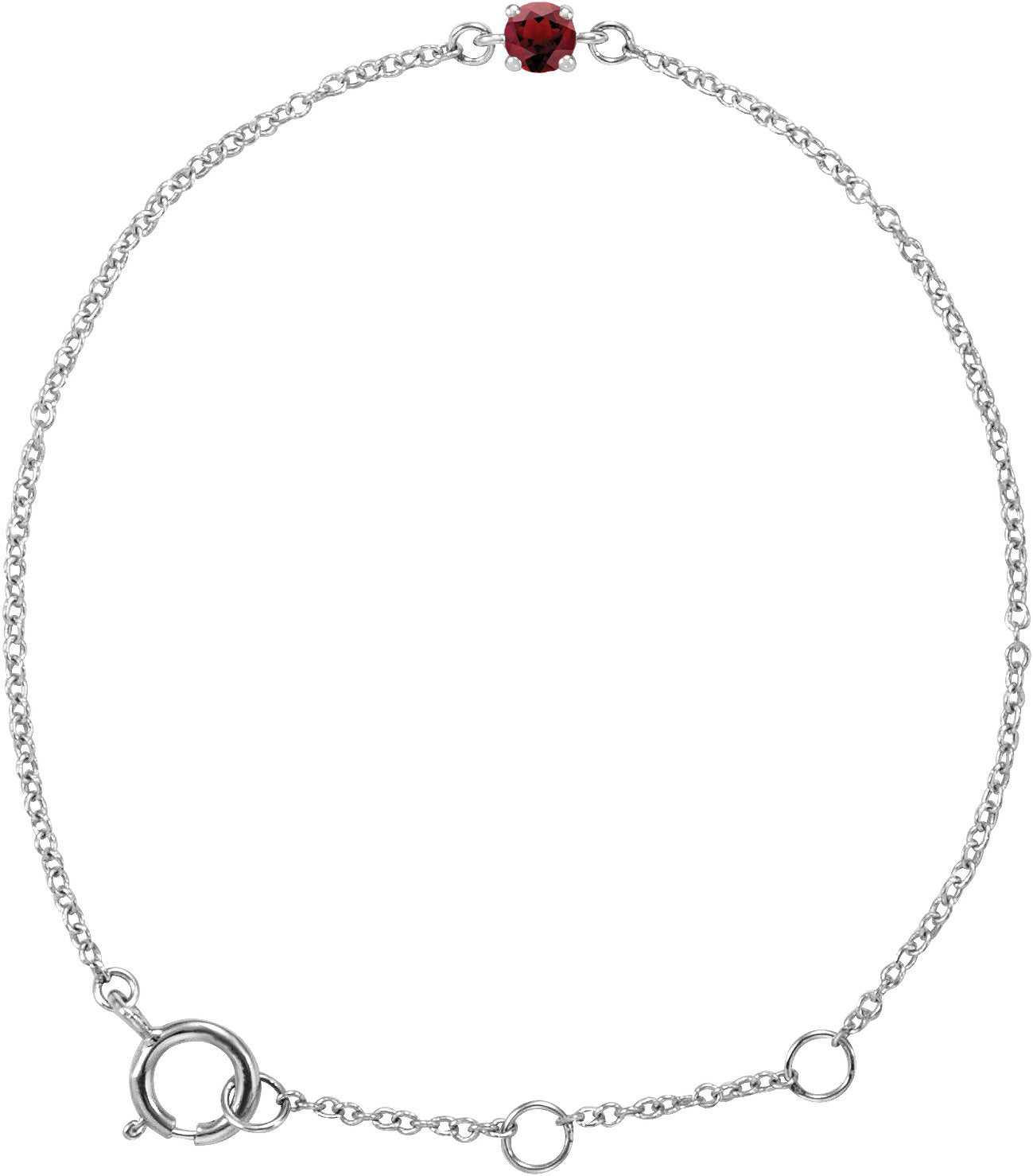 14K White Gold Imitation Mozambique Garnet Youth Birthstone 4 1/2-5 1/2" Bracelet