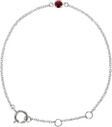 14K White Gold Imitation Mozambique Garnet Youth Birthstone 4 1/2-5 1/2" Bracelet