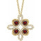 Collier trèfle 18 pouces (45,7 cm) en or jaune 14 carats, grenat naturel du Mozambique et diamants naturels (0,25 carat au total)