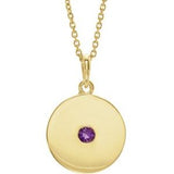 Collier avec disque d'améthyste naturelle jaune 14 carats, 40-45 cm