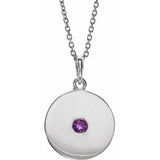 Collier en argent sterling et améthyste naturelle avec disque, 40-45 cm