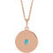 Collier en or rose 14 carats avec disque en zircon bleu naturel, 40-45 cm