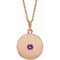 Collier en or 14 carats avec disque d'améthyste naturelle rose, 40-45 cm