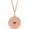 Collier avec disque en tourmaline rose naturelle 14 carats, or rose, 40-45 cm