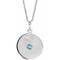 Collier en platine avec disque d'aigue-marine naturelle, 40-45 cm