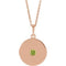 Collier en or rose 14 carats avec pendentif en péridot naturel et disque, 40-45 cm (16-18 pouces).