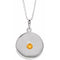 Collier en platine avec disque de citrine naturelle, 40-45 cm