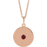 Collier en or rose 14 carats avec disque de rubis de laboratoire de 40 à 45 cm