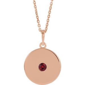 Collier en or rose 14 carats avec disque de rubis de laboratoire de 40 à 45 cm