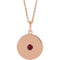 Collier en or rose 14 carats avec disque de rubis de laboratoire de 40 à 45 cm