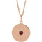 Collier en or rose 14 carats avec disque de grenat naturel du Mozambique, 40-45 cm