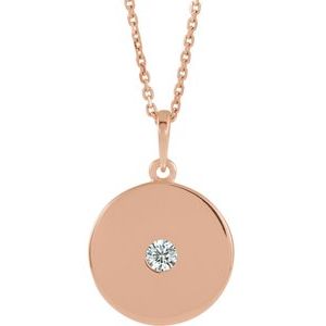 Collier en or rose 14 carats serti d'un diamant naturel de 0,10 carat (16-18 pouces)