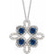 Collier trèfle 18 pouces (45,7 cm) en or blanc 14 carats, saphir bleu naturel et diamants naturels (0,05 carat au total)
