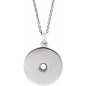 Disque rond en or blanc 14 carats de 3 mm, sertissage pour collier de 40 à 45 cm (16 à 18 pouces)